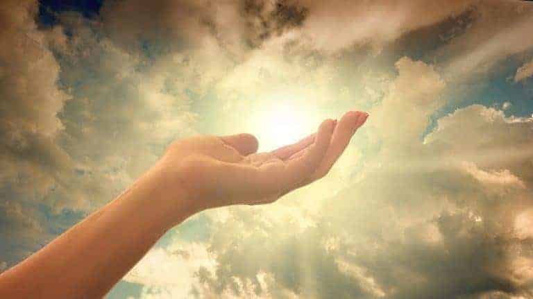 Positive Daily Affirmations Hand open to Sky